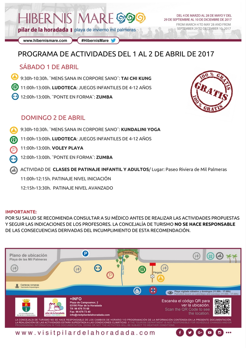 Actividades Hibernis Mare Playa de Invierno Mil Palmeras Pilar de la Horadada Alicante