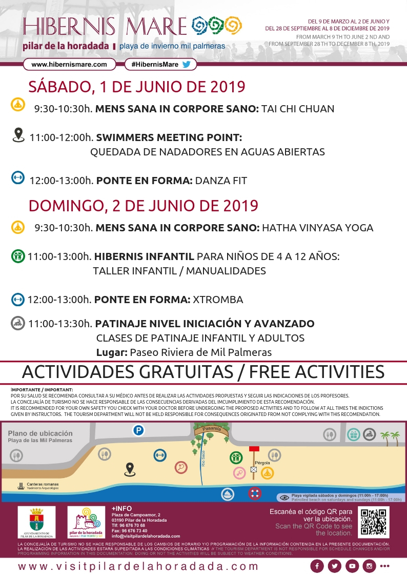 actividades semanales hibernis mare mil palmeras pilar de la horadada playa de invierno