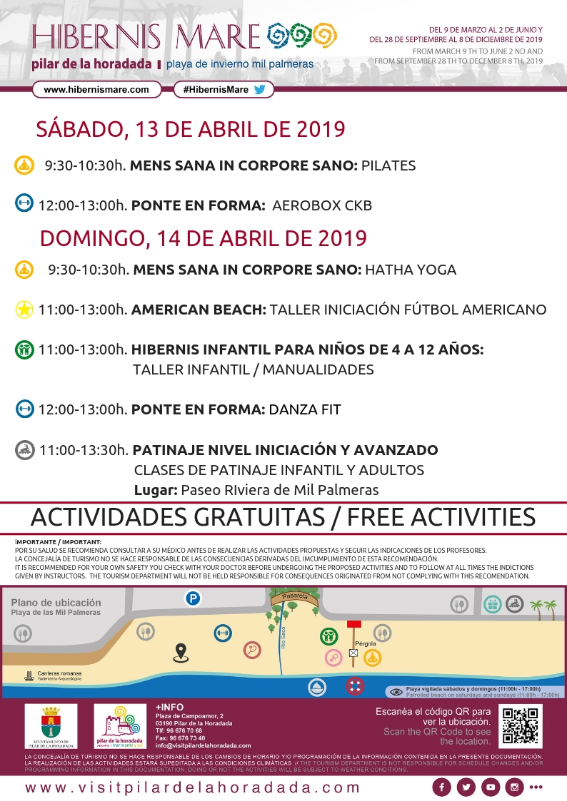 Actividades Hibernis Mare Playa de Invierno Mil Palmeras Pilar de la Horadada Alicante