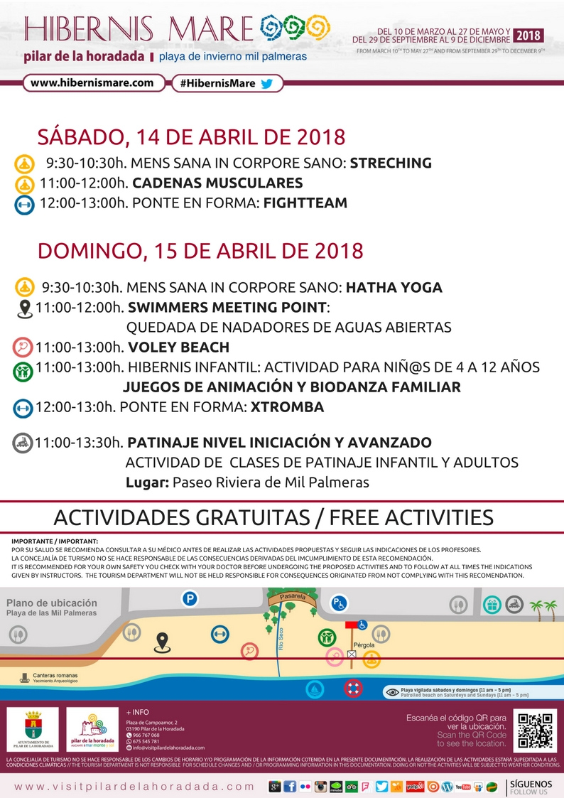 Actividades Hibernis Mare Playa de Invierno Mil Palmeras Pilar de la Horadada Alicante