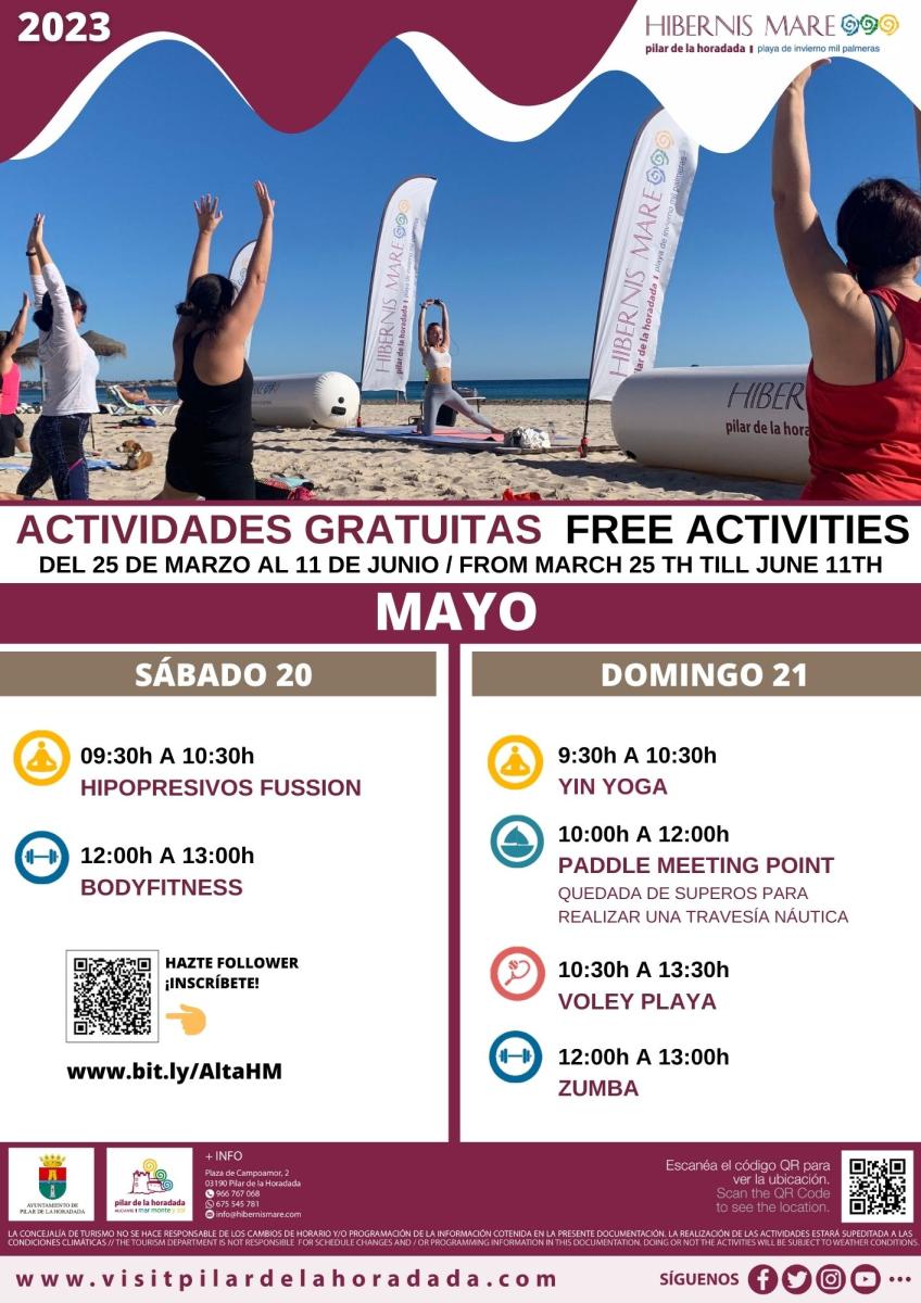 cartel con la programación de actividades semanales de Hibernis Mare