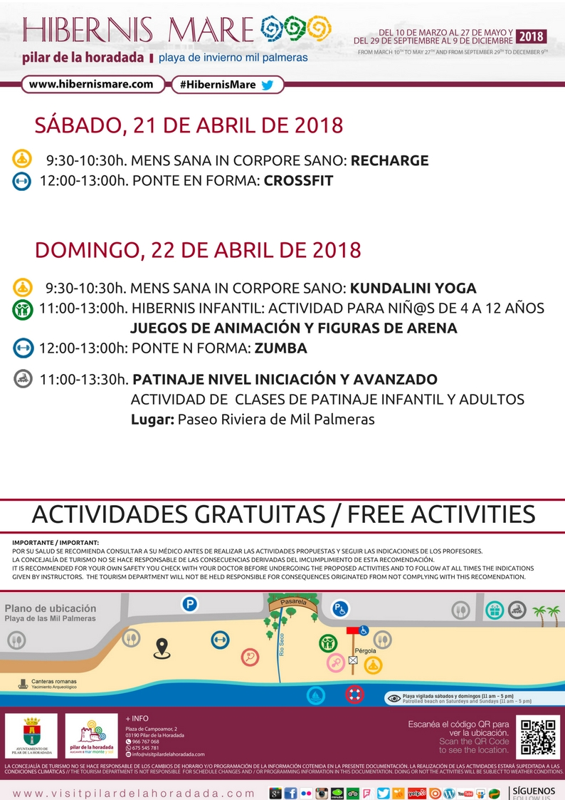 Actividades Hibernis Mare Playa de Invierno Mil Palmeras Pilar de la Horadada Alicante