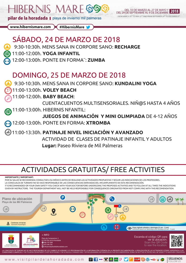 Actividades Hibernis Mare Playa de Invierno Mil Palmeras Pilar de la Horadada Alicante