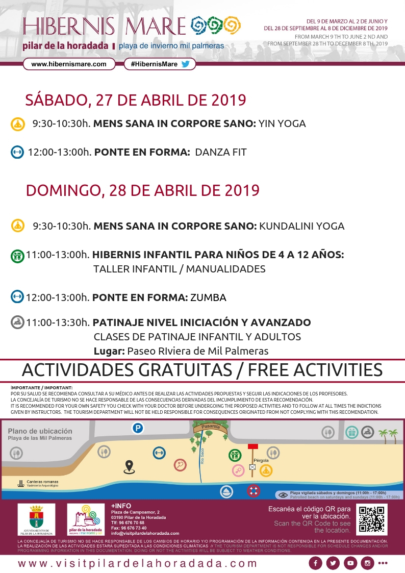 Actividades Hibernis Mare Playa de Invierno Mil Palmeras Pilar de la Horadada Alicante