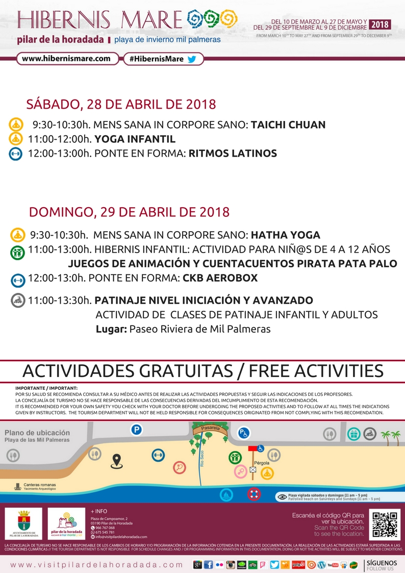 Actividades Hibernis Mare Playa de Invierno Mil Palmeras Pilar de la Horadada Alicante