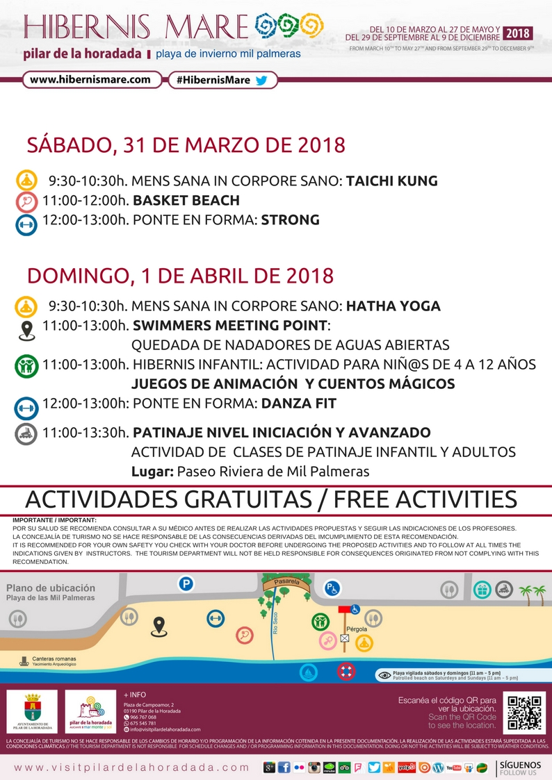 Actividades Hibernis Mare Playa de Invierno Mil Palmeras Pilar de la Horadada Alicante