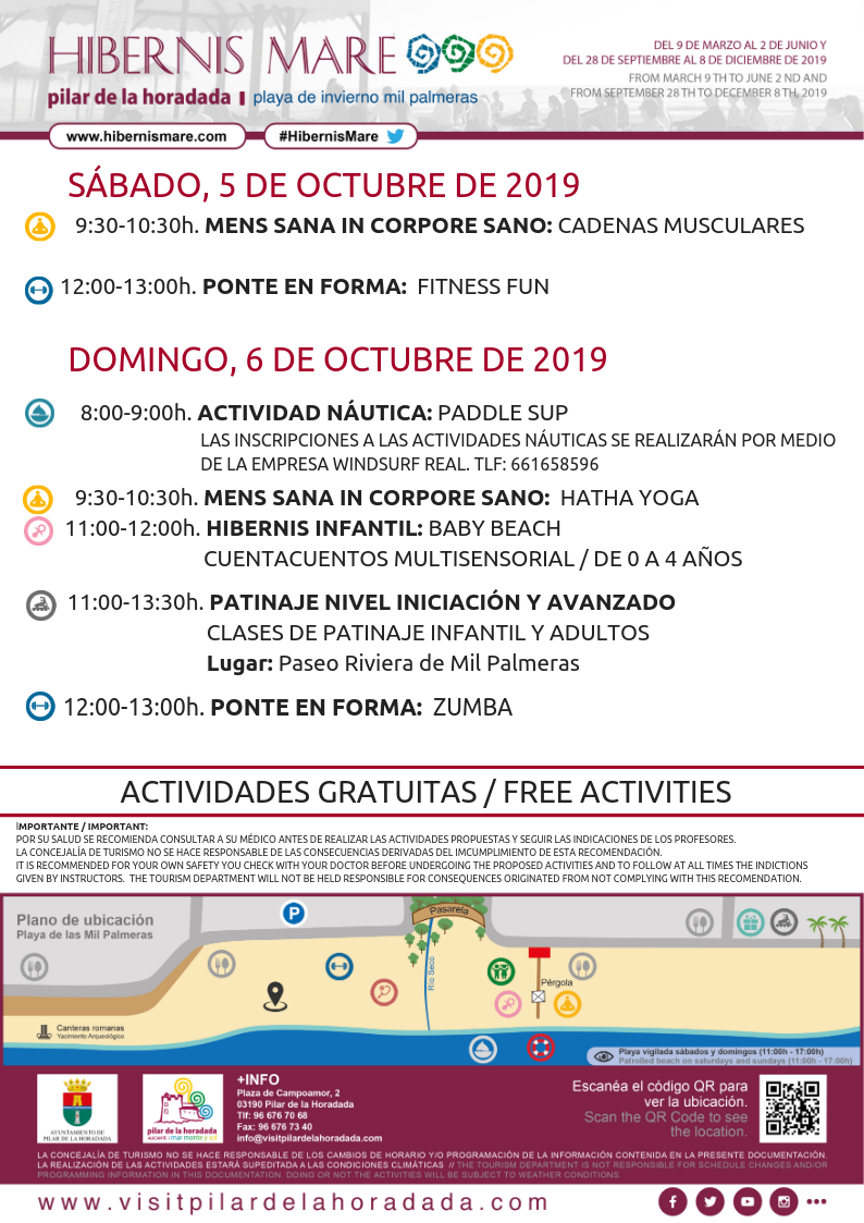 actividades semanales hibernis mare mil palmeras pilar de la horadada playa de invierno