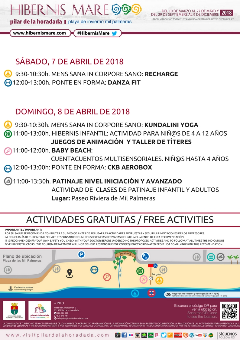 Actividades Hibernis Mare Playa de Invierno Mil Palmeras Pilar de la Horadada Alicante