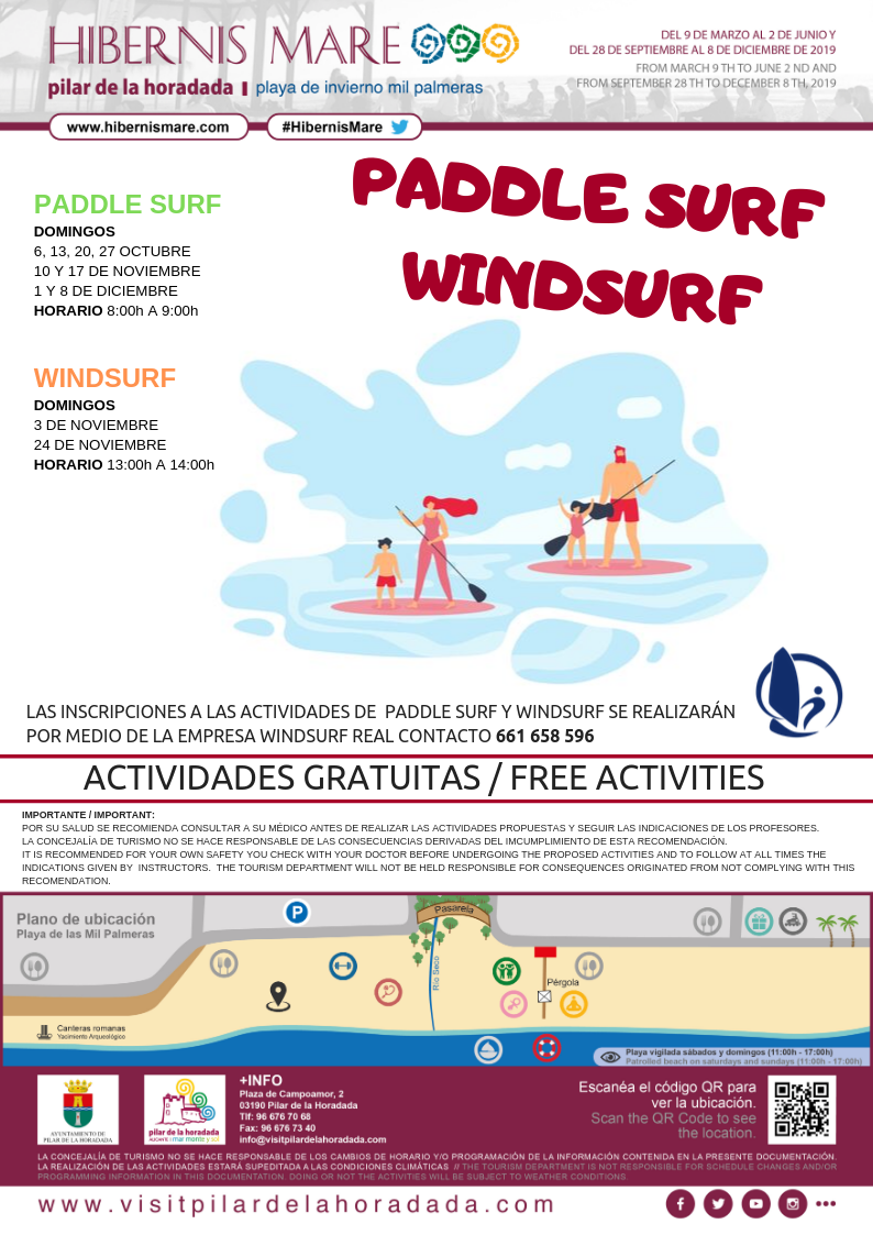 actividades acuáticas hibernis mare mil palmeras pilar de la horadada playa de invierno