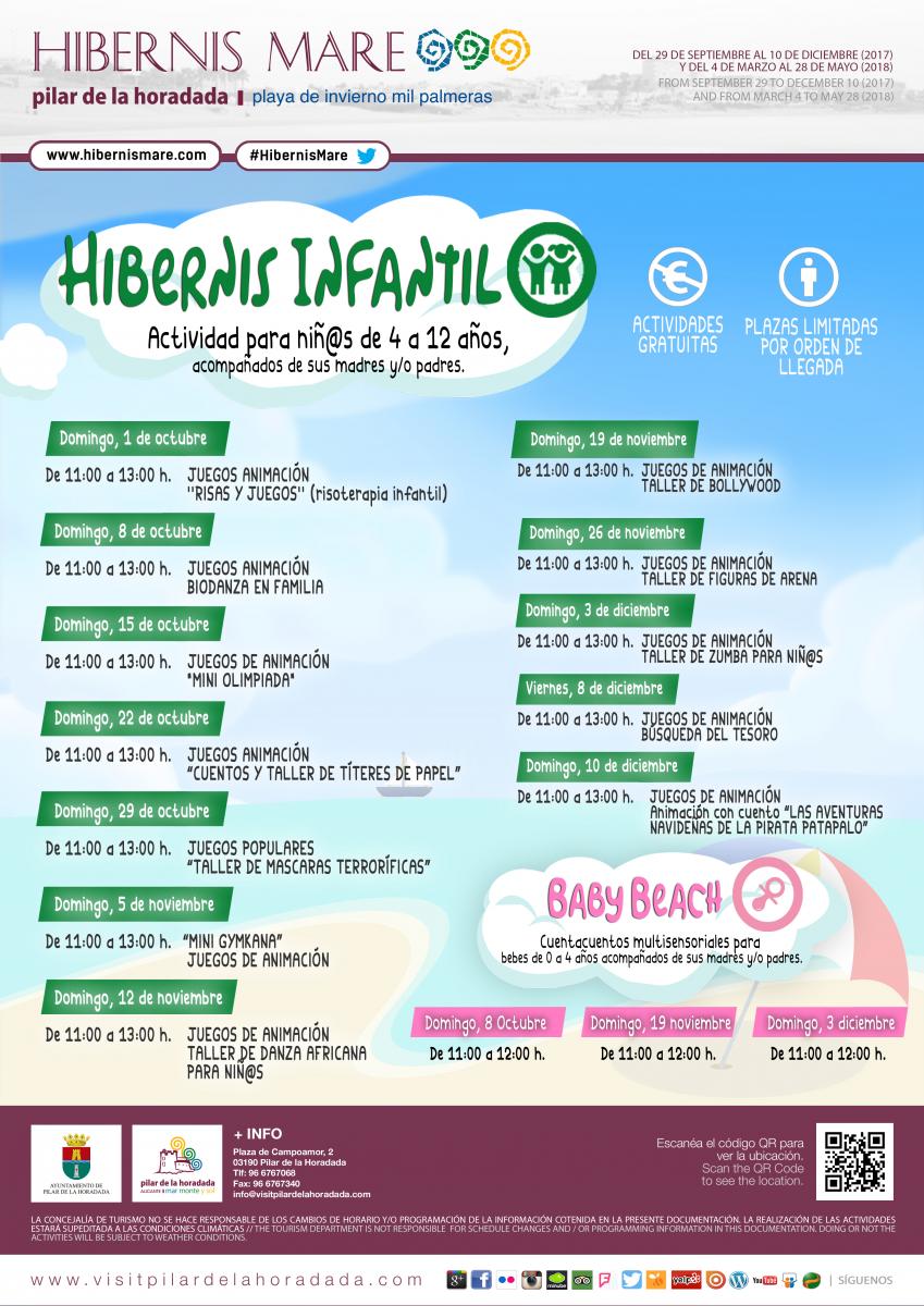 cartel hibernis mare actividades infantiles mil palmeras pilar de la horadada playa de invierno