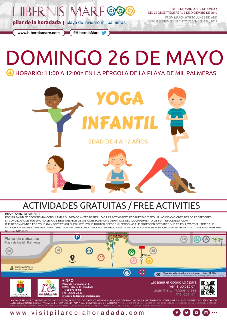 yoga infantil hibernis mare mil palmeras pilar de la horadada playa de invierno