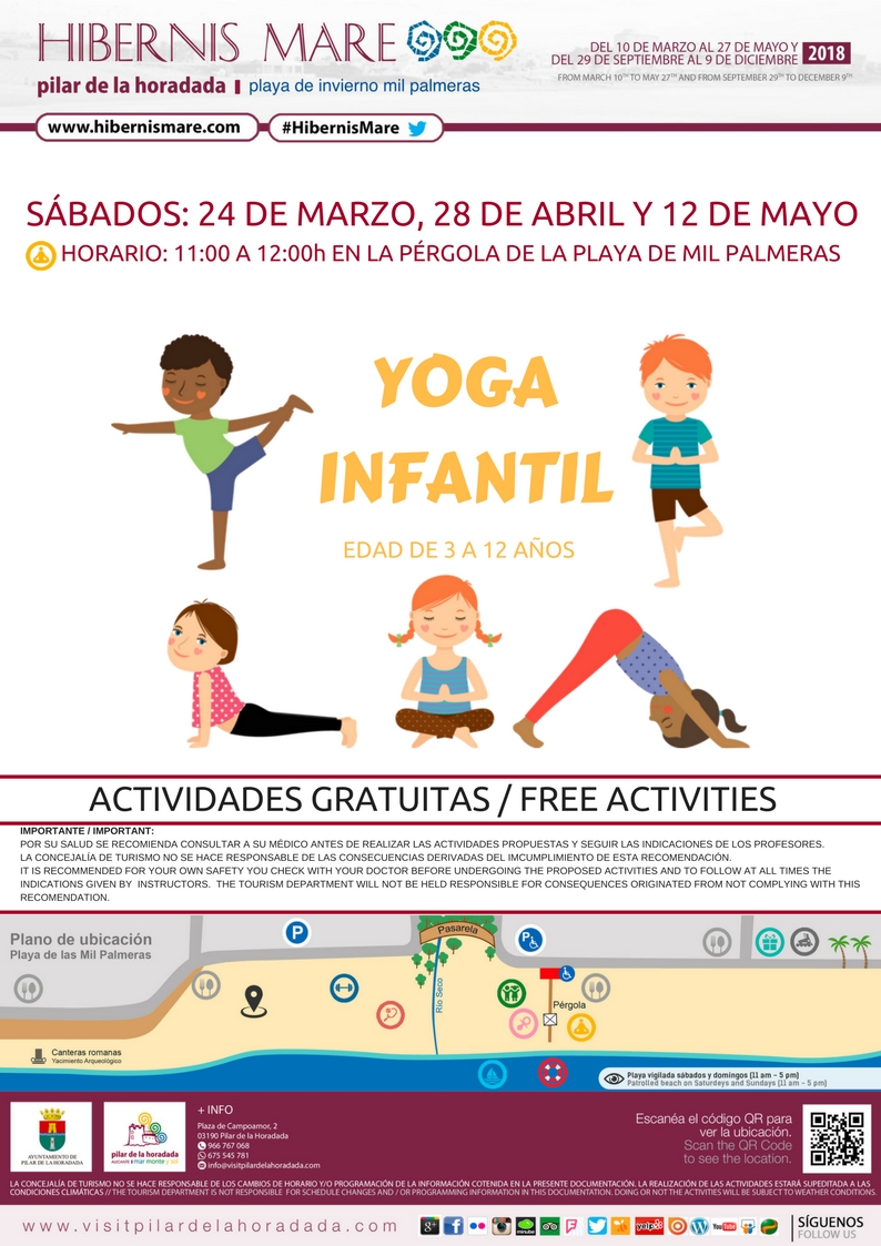 yoga infantil hibernis mare mil palmeras playa invierno pilar de la horadada
